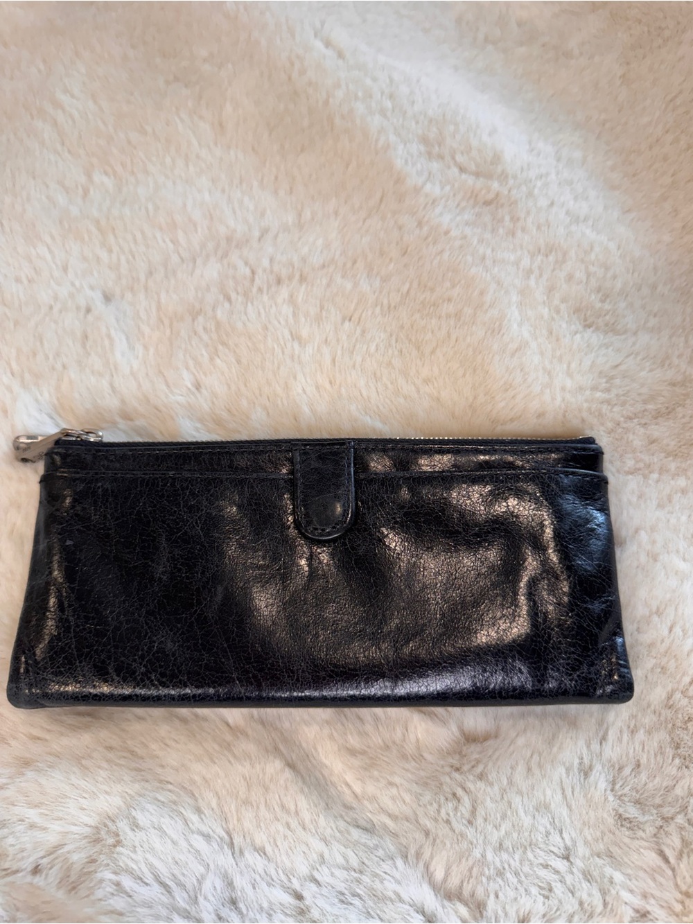 HOBO Black Leather Zip Wristlet Wallet